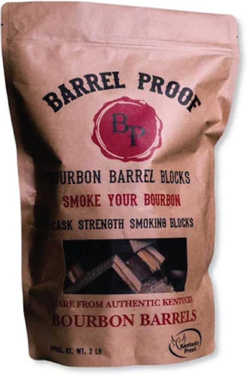 Barrel Proof كتل برميل بوربون، قطع خشب مدخن بقوة برميلية للشواء، كيس قابل لإعادة الإغلاق بوزن 2 رطل، طبيعي (ACWC) - Image 1